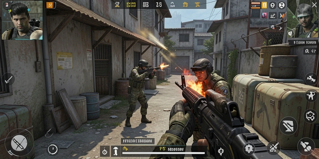 Tangkapan layar gameplay intens di 5ZK dengan efek visual menakjubkan.