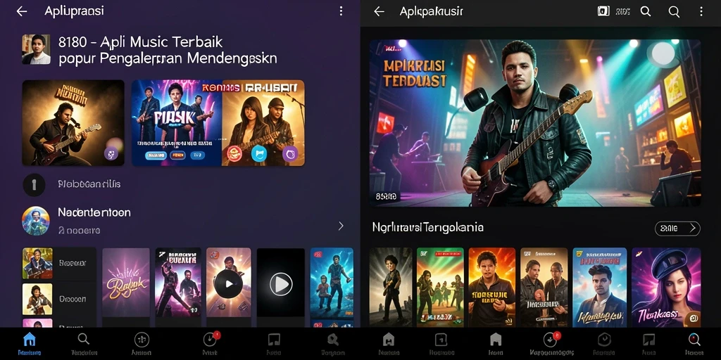Screenshot utama 8180 menampilkan antarmuka aplikasi Musik yang menarik.