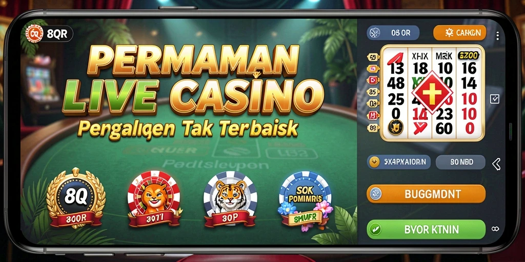Screenshot gameplay Live Casino 8QR dengan dealer profesional.