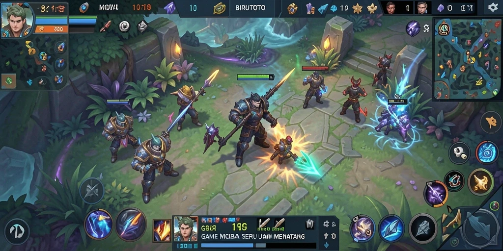Tangkapan layar mendebarkan dari duel MOBA di BIRUTOTO.