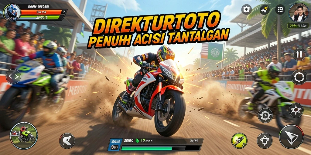 Tampilan aksi balapan sengit dari DIREKTURTOTO dalam gameplay.