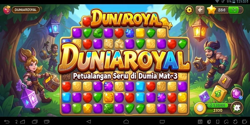Screenshot DUNIAROYAL yang menunjukkan gameplay Match-3 yang menarik.