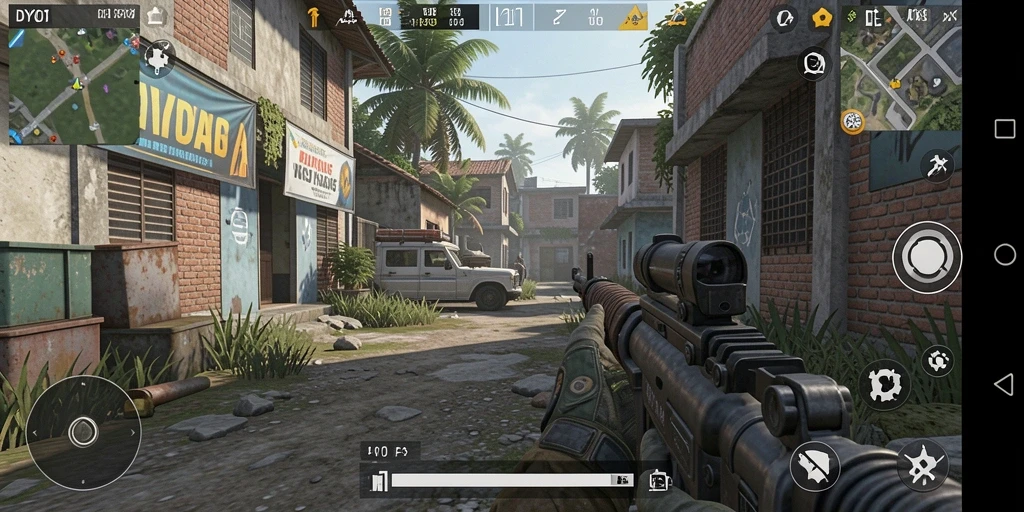 Screenshot DYO1 menampilkan aksi seru dalam pertempuran FPS.