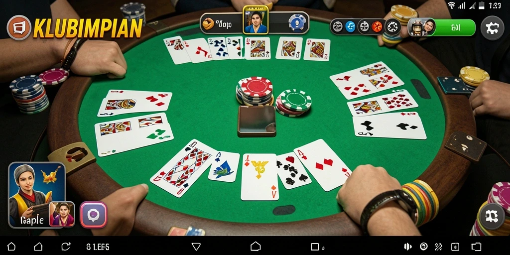Screenshot gameplay KLUBIMPIAN yang menunjukkan keseruan bermain Gaple.