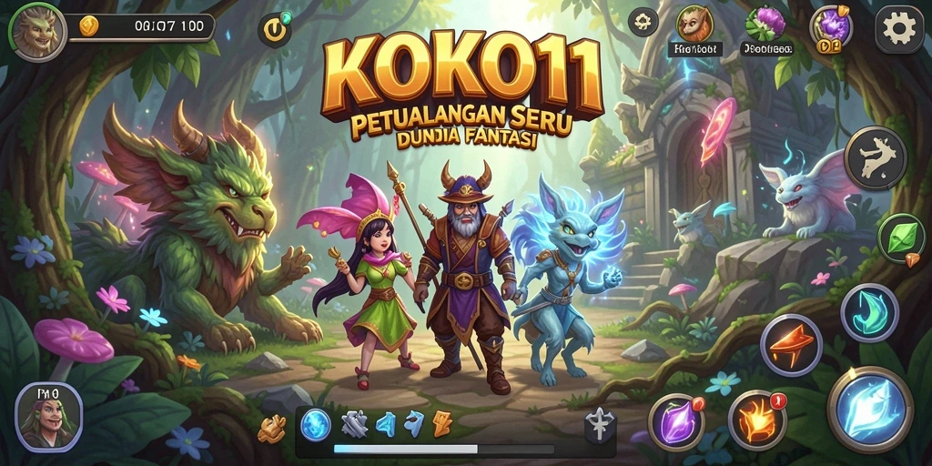 Screenshot KOKO11 menampilkan karakter dalam petualangan seru di dunia fantasi.