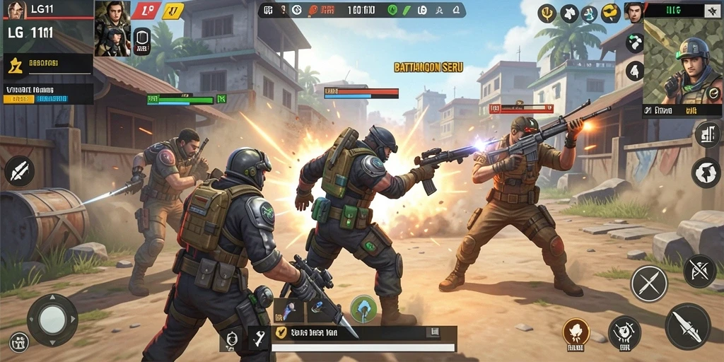 Tangkapan layar menampilkan aksi seru dalam permainan Battle Royale LG111.