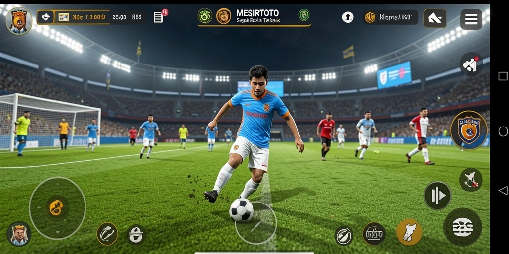 Tangkapan layar gameplay <strong>MESIRTOTO</strong> yang menampilkan aksi seru di lapangan sepak bola.