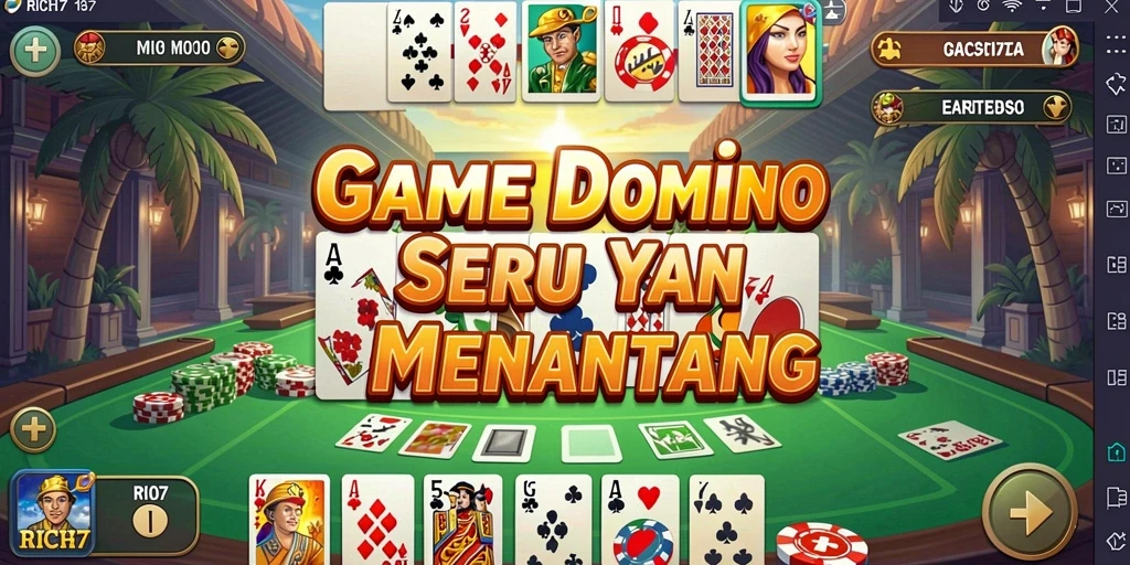 Tangkapan layar RICH7 menunjukkan aksi gameplay domino yang seru.
