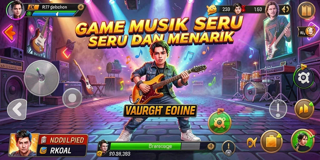 Screenshot RK77 menampilkan gameplay musik yang seru dan interaktif.