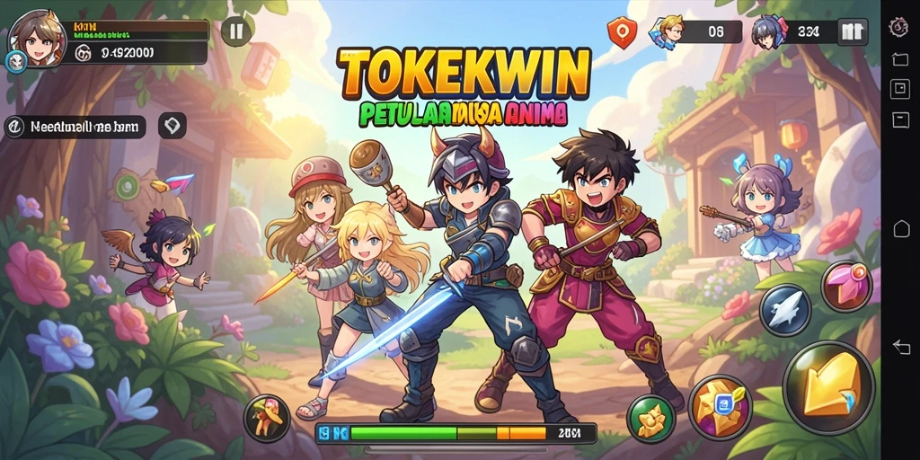 Tampilan gameplay seru dengan karakter Anime yang beraksi.